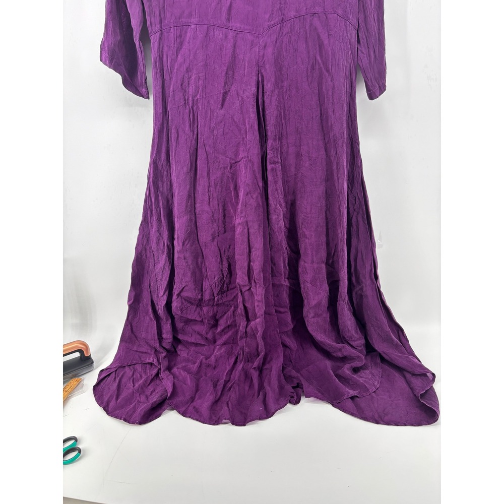Click by Color Me Cotton Purple Crinkle Cupro Drape Dress Lagenlook Large NEW - Picture 5 of 8